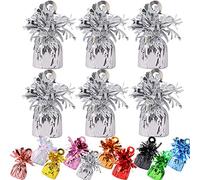 12 Pack Heavy Balloon Weights Foil Helium Latex Balloon Weight Fountain Table Floor Tassle Cone 170g/pc Birthday Party Accessory (Weight-Silver)