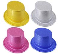 Time to Sparkle 12 Pack of Glitter Topper Hat Unisex Gangster Style Plastic Party Hats for Kids Teens and Adult Fancy Dress Party Headwear Accessory, Glitter Topper-Multicolor