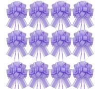 Time to Sparkle 12PCS Organza Pull Bows 17cm*22cm Gift Wrapping Bows Present with Ribbon Pull String for Christmas Baskets,Party Present,Holiday - Lavender