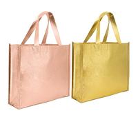 Time to Sparkle 12PCS Reusable Grocery Bags 32 * 27 * 10cm | Tote Bags with Handle Non-woven Stylish Foldable Gift Bag Tote Bags for Wedding Bridal Shower Engagement Parties
