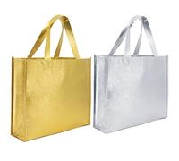 Time to Sparkle 12PCS Reusable Grocery Bags 32 * 27 * 10cm | Tote Bags with Handle Non-woven Stylish Foldable Gift Bag Tote Bags for Wedding Bridal Shower Engagement Parties