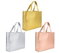 Time to Sparkle 12PCS Reusable Grocery Bags 32 * 27 * 10cm | Tote Bags with Handle Non-woven Stylish Foldable Gift Bag Tote Bags for Wedding Bridal Shower Engagement Parties