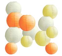 Time to Sparkle 12PCS Yellow Orange Ivory Paper Lanterns, 8" 10" 12" Hanging Paper Lanterns for Weddings, Birthdays, Anniversaries, Baby Showers