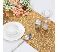 Time to Sparkle 12x108inches Glitter Sequin Table Runner Chair Sashes Swags Wedding Party Table Decoration, Sequin Champagne Gold
