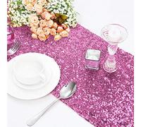 Time to Sparkle 12x108inches Glitter Sequin Table Runner Chair Sashes Swags Wedding Party Table Decoration, Sequin Pink