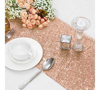 Time to Sparkle 12x108inches Glitter Sequin Table Runner Chair Sashes Swags Wedding Party Table Decoration, Sequin Rose Gold