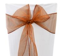 Time to Sparkle 150PCS 17x280cm Organza Chair Sashes Wider Fuller Cover Party Decoration Bow Sashes for Wedding -Almond