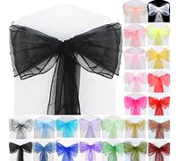 Time to Sparkle 150pcs 22x280cm Black Organza Sashes Wider Sash Fuller Bows Chair Cover Bows Sash for Wedding Party Birthday Decoration