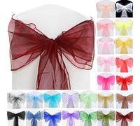 Time to Sparkle 150pcs 22x280cm Garnet Organza Sashes Wider Sash Fuller Bows Chair Cover Bows Sash for Wedding Party Birthday Decoration