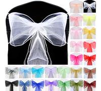 Time to Sparkle 150pcs 22x280cm White Organza Sashes | Wider Sash Fuller Bows Chair Cover Bows Sash for Wedding Party Birthday Decoration
