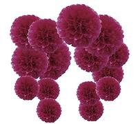 Time to Sparkle 15pcs Mixed Tissue Paper Pom Poms Decorations, Handmade Hanging Flower Paper Pompoms Balls for Wedding Birthday Party, Baby Shower