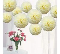Time to Sparkle 15pcs Mixed Tissue Paper Pom Poms Decorations, Handmade Hanging Flower Paper Pompoms Balls for Wedding Birthday Party, Baby Shower