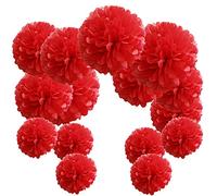 Time to Sparkle 15pcs Mixed Tissue Paper Pom Poms Decorations, Handmade Hanging Flower Paper Pompoms Balls for Wedding Birthday Party, Baby Shower