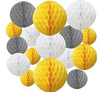 Time to Sparkle 16 Pack Mixed Honeycomb Balls Table Centrepiece Garland Tissue Paper Wedding Party Decoration Yellow