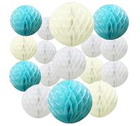 Time to Sparkle 16 Pack Mixed Honeycomb Balls Table Centrepiece Garland Tissue Paper Wedding Party Decoration Baby Blue