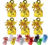 Time to Sparkle 18 Pack Heavy Balloon Weights Foil Helium Latex Balloon Weight Fountain Table Floor Tassle Cone 170g/pc Birthday Party Accessory (Weight-Gold)