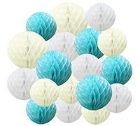 Time to Sparkle 18 Pack Mixed Honeycomb Balls Table Centrepiece Garland Tissue Paper Wedding Party Decoration (Baby Blue)
