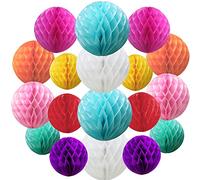 Time to Sparkle 18 Pack Mixed Honeycomb Balls Table Centrepiece Garland Tissue Paper Wedding Party Decoration (Colorful)