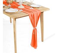 Time to Sparkle 1PC 10FT Chiffon Table Runner Wedding Decor 28x120 inches Gauze Table Runner Rustic Sheer Table Decor for Romantic Bridal Shower Baby Shower Birthday Party Orange