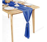 Time to Sparkle 1PC 10FT Chiffon Table Runner Wedding Decor 28x120 inches Gauze Table Runner Rustic Sheer Table Decor for Romantic Bridal Shower Baby Shower Birthday Party Navy Blue