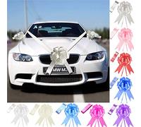 Time to Sparkle 2 Pack 1 Bow + 7M Ribbon Wedding Car Ribbon Decoration Kit Wrapping Large Bow (Silver)