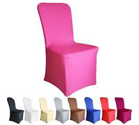 Time to Sparkle 2 Pack Chair Covers Spandex Lycra Stretch Slipcovers Dining Chair Cover Wedding Banquet Party Flat Front (Pink)