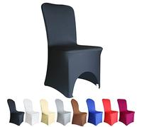 Time to Sparkle 2 Pack Chair Covers Spandex Lycra Stretch Slipcovers Dining Room Wedding Banquet Party Arched Front (Black Arched)