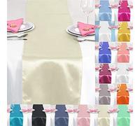 Time to Sparkle 20 Pack Satin Table Runners 12"x108"inch Chair Sashes Swags Wedding Party Table Decoration - Ivory