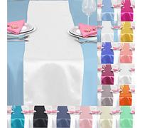 Time to Sparkle 20 Pack Satin Table Runners 12"x108"inch Chair Sashes Swags Wedding Party Table Decoration - White