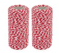 Time to Sparkle 200M Christmas String Xmas Twine Butchers String Thread Cotton Rope for Gift Wrapping Baking Packing DIY Crafts Handmade Arts 1 Set (2rolls 100m/Roll) Red/White