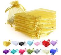 Time to Sparkle 200pcs Organza Gift Bags Wedding Party Favour Jewellery Packing Pouches (Gold, 20x30cm)