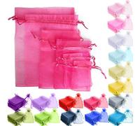 Time to Sparkle 200pcs Organza Gift Bags Wedding Party Favour Jewellery Packing Pouches (Hot Pink, 7x9cm-200pcs)