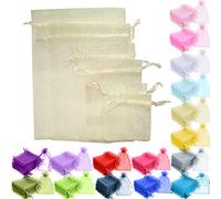 Time to Sparkle 200pcs Organza Gift Bags Wedding Party Favour Jewellery Packing Pouches (Ivory, 7x9cm-200pcs)