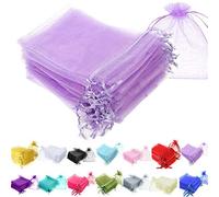 Time to Sparkle 200pcs Organza Gift Bags Wedding Party Favour Jewellery Packing Pouches (Light Purple, 15x20cm)