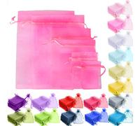 Time to Sparkle 200pcs Organza Gift Bags Wedding Party Favour Jewellery Packing Pouches (Pink, 7x9cm)