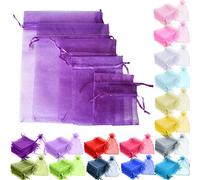 Time to Sparkle 200pcs Organza Gift Bags Wedding Party Favour Jewellery Packing Pouches (Purple, 9x12cm-200pcs)
