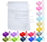 Time to Sparkle 200pcs Organza Gift Bags Wedding Party Favour Jewellery Packing Pouches (White, 5x7cm-200pcs)