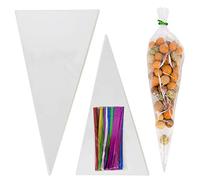 Time to Sparkle 200PCS Sweet Cone Bags Clear Cellophane Party with 200PCS Twist Ties for Halloween Xmas Gifts Wrapping Christmas Kids Birthday - Mix 100PCS 25 * 13cm+100PCS 30 * 16cm