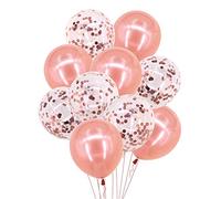 Time to Sparkle 20pcs 12'' Confetti & Pealised Party Latex Balloons for Birthday Wedding Baby Shower Christmas Decorations, Confetti Mix-Rose Gold
