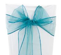 Time to Sparkle 20PCS 17x280cm Organza Chair Sashes Wider Fuller Cover Party Decoration Bow Sashes for Wedding -Teal Green