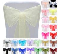 Time to Sparkle 20pcs 22x280cm Ivory Organza Sashes Wider Sash Fuller Bows Chair Cover Bows Sash for Wedding Party Birthday Decoration