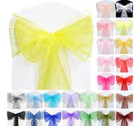Time to Sparkle 20pcs 22x280cm Lemon Organza Sashes Wider Sash Fuller Bows Chair Cover Bows Sash for Wedding Party Birthday Decoration
