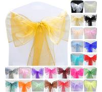 Time to Sparkle 20pcs 22x280cm Precious Gold Organza Sashes Wider Sash Fuller Bows Chair Cover Bows Sash for Wedding Party Birthday Decoration