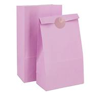 Time to Sparkle 20PCS Party Bag Kraft Paper with 24 Stickers Kids Party Gift Sweet Bags for Class Party Favors Girls Boys Birthday Wedding Christmas Halloween, 130X80X240mm, Lilac