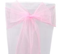 Time to Sparkle 22x280cm Organza Chair Sashes Wider Fuller Cover Party Decoration 30PCS Bow Sashes for Wedding -Baby Pink