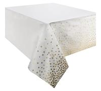 Time to Sparkle 24 Pack Plastic Tablecloths - White Gold | 54" x 108" Plastic Dining Table Cloth Premium Rectangle Table Cover for Parties Wedding Banquet etc Indoor Or Outdoor
