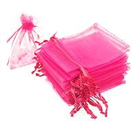 Time to Sparkle 25 Pcs Organza Gift Bags - Hot Pink 15x20cm | Wedding Party Favour Jewellery Packing Pouches