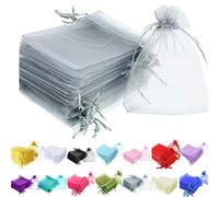 Time to Sparkle 25 Pcs Organza Gift Bags - Silver 5x7cm | Wedding Party Favour Jewellery Packing Pouches