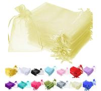 Time to Sparkle 25 Pieces Pouches Organza Gift Bags Oragnza Wedding Favour Bags Jewellery Packing (Light Yellow, 10x15cm)