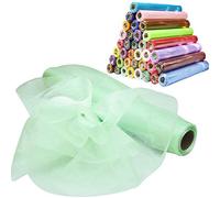 Time to Sparkle 26M x 29cm Sheer Organza Roll Sash Fabric Table Runner Sashes Chair Cover Bows Swags Wedding Party - Spearmint